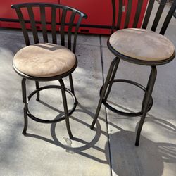Two Brown Bar Stool