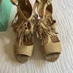 Suede Shag Wedge Heels Size 11