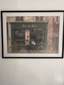 Paris Café Painting with Black Frame – 33” x 25”