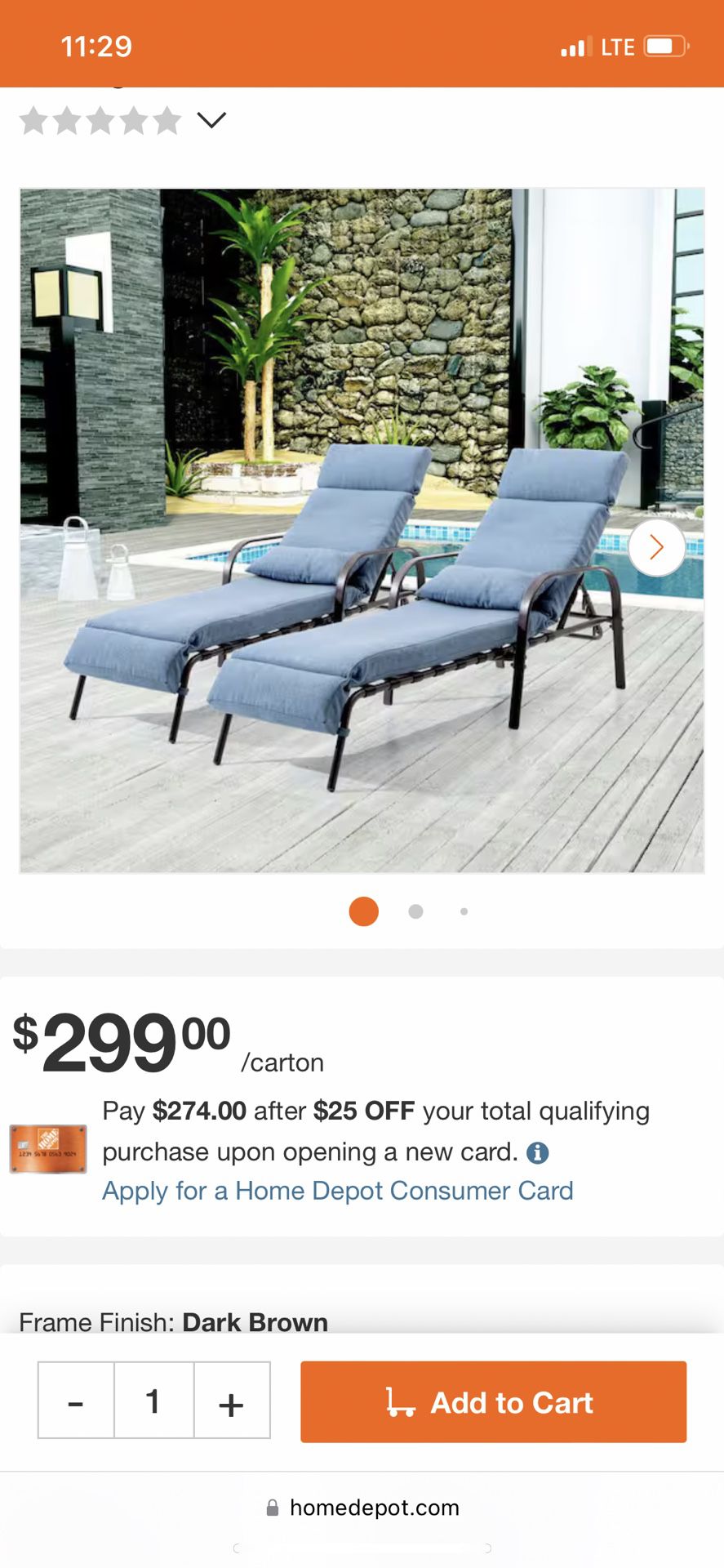 Patio Lounging Chair With Cushion Navy Blue