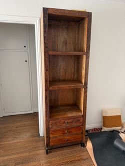 Beautiful Hardwood Bookshelf with Drawers