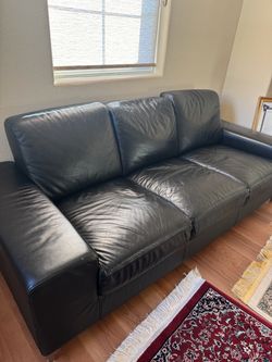 IKEA Black Leather Sofa – Good Condition