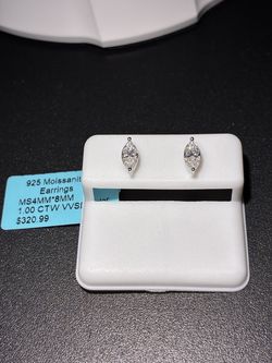 1ct Marquise  shaped Moissanite & Sterling Silver Earrings (4x8mm)