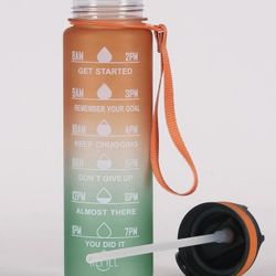 New  Sports Water Bottle With Inspirational Time Scale - Drop Resistant & Portable