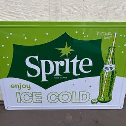 ENJOY ICE COLD SPRITE EMBOSSED METAL SIGN
