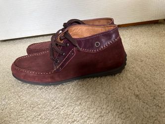 BASTO Men's Burgundy Suede Chukka Shoes US 8 Leather Lace-Up Casual Boots 255