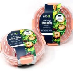 2PK OF Ello GLASS 5 Cup Lunch Bowl Food Storage Container, Peach