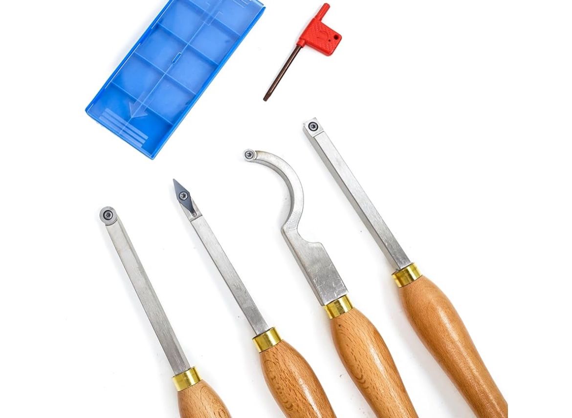 4pc Mini Carbide Tipped Wood Lathe Turning Tools Combo Set