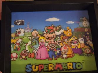 Super Mario Bros. Hologram 3D Black Frame All The Characters
