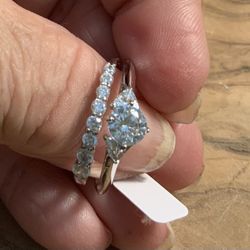 Sterling Wedding Band Set Sz10.5 