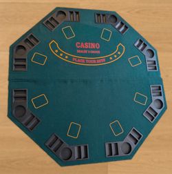 8 Player Foldable Poker Table Top - Cup Holders & Chip Trays