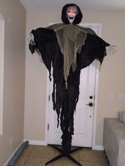 LANGXUN 8.5ft Halloween Sound - Controlled Scary Witch's Decoration with Wings, Featuring Sound and Light Decor for Indoor Ou