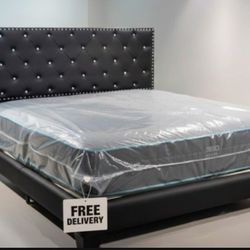 New KING SIZE BED FRAME WITH MATTRESS NEW BEDROOM FURNITURE BED SET KING BED + MATTRESS +BOXSPRING SET FREE DELIVERY 