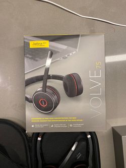 abra Evolve 75 UC Stereo Wireless Bluetooth Headset / Music Headphones Including Link 370 (U.S. Retail Packaging), Black