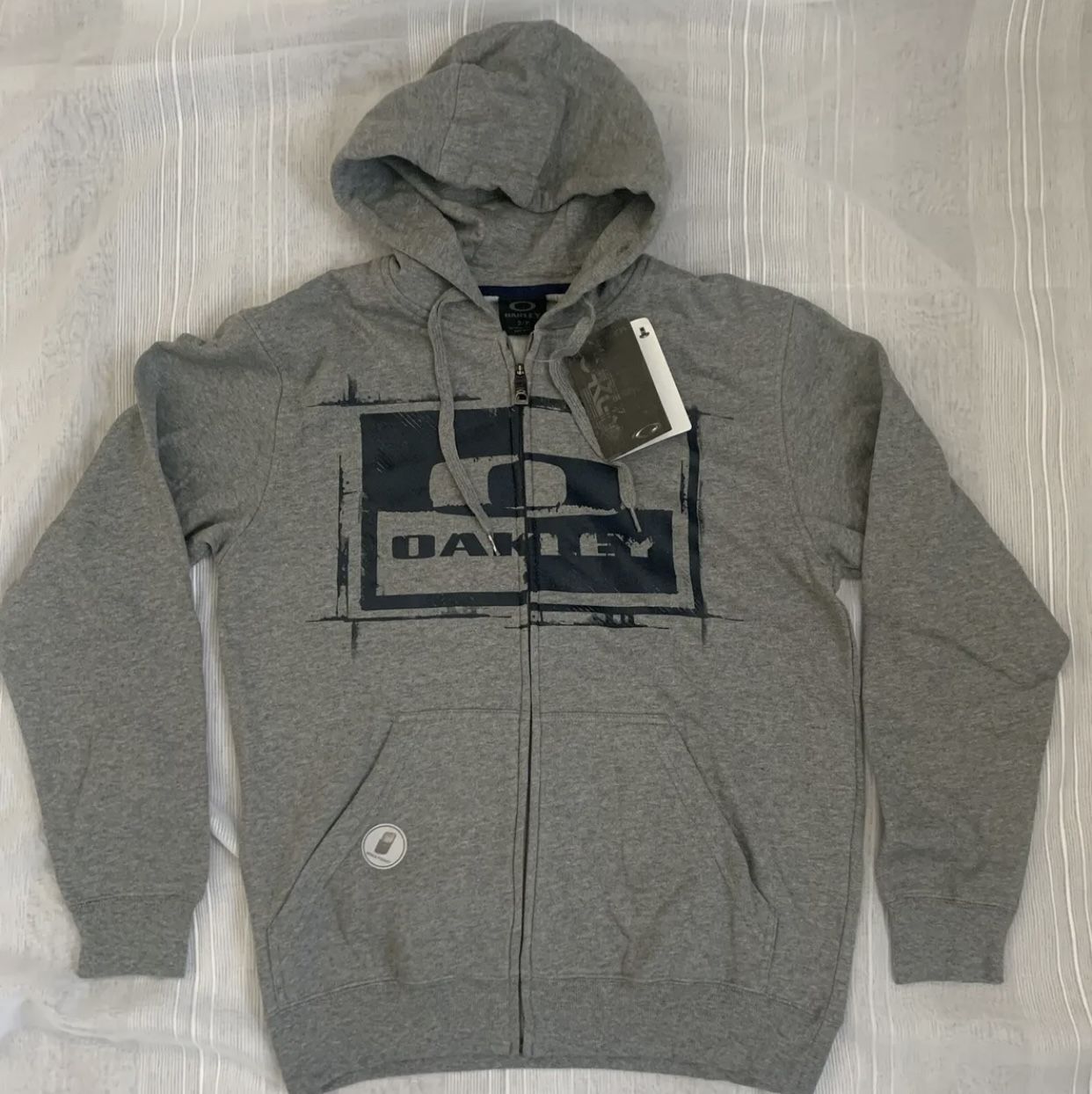 NWT Oakley Men's Sz S Gray Regular Fit Full Zip Long Sleeve Fleece Hoodie Jacket