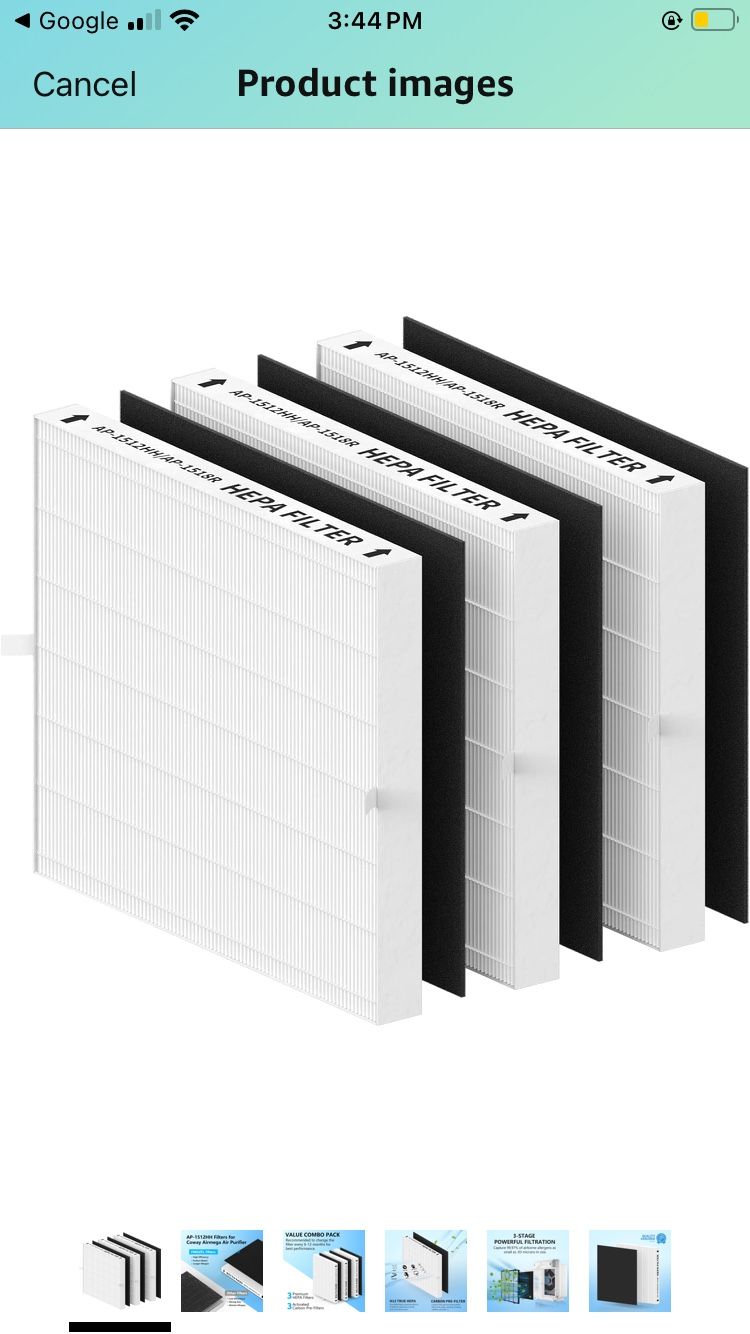 3 Pack AP-1512HH True HEPA Replacement Filter Set, Compatible with Coway airmga AP-1512HH
