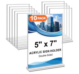 EHWINE 10 Pack Acrylic Sign Holders 5x7