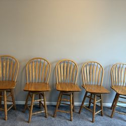 Solid Wood Swivel Bar Stools / Chairs