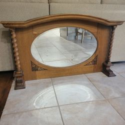 Antique Mirrored Oak Mantle 