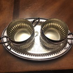 Vintage Set Oneida Creamer and Sugar Bowl with Serving Tray