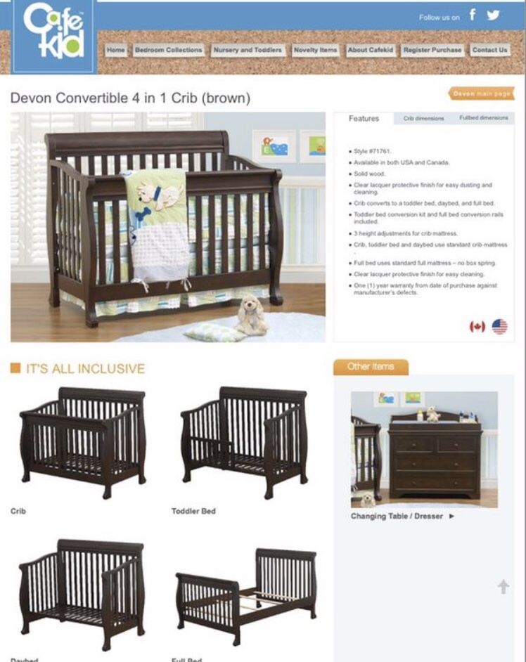 pix Convertible Crib To Twin Bed cafe kid devon convertible 4 in 1 crib