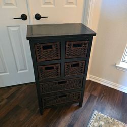 36h 21w 13d Wood and Wicker Storage Drawers Furniture