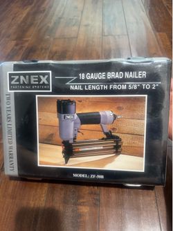 ZNEX ZF-50B 18 Gauge Brad Nailer – New in Box – 5/8” to 2” Nails – Pneumatic Finish Nailer Brand new, factory sealed in original packaging. Never open