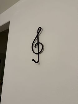Handmade Steel Dark Brown G Clef Wall Ornament