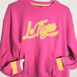 Med Le Tigre Jogger Kangaroo pocket Skater Crew Neck Sweatshirt Top Magenta Pink