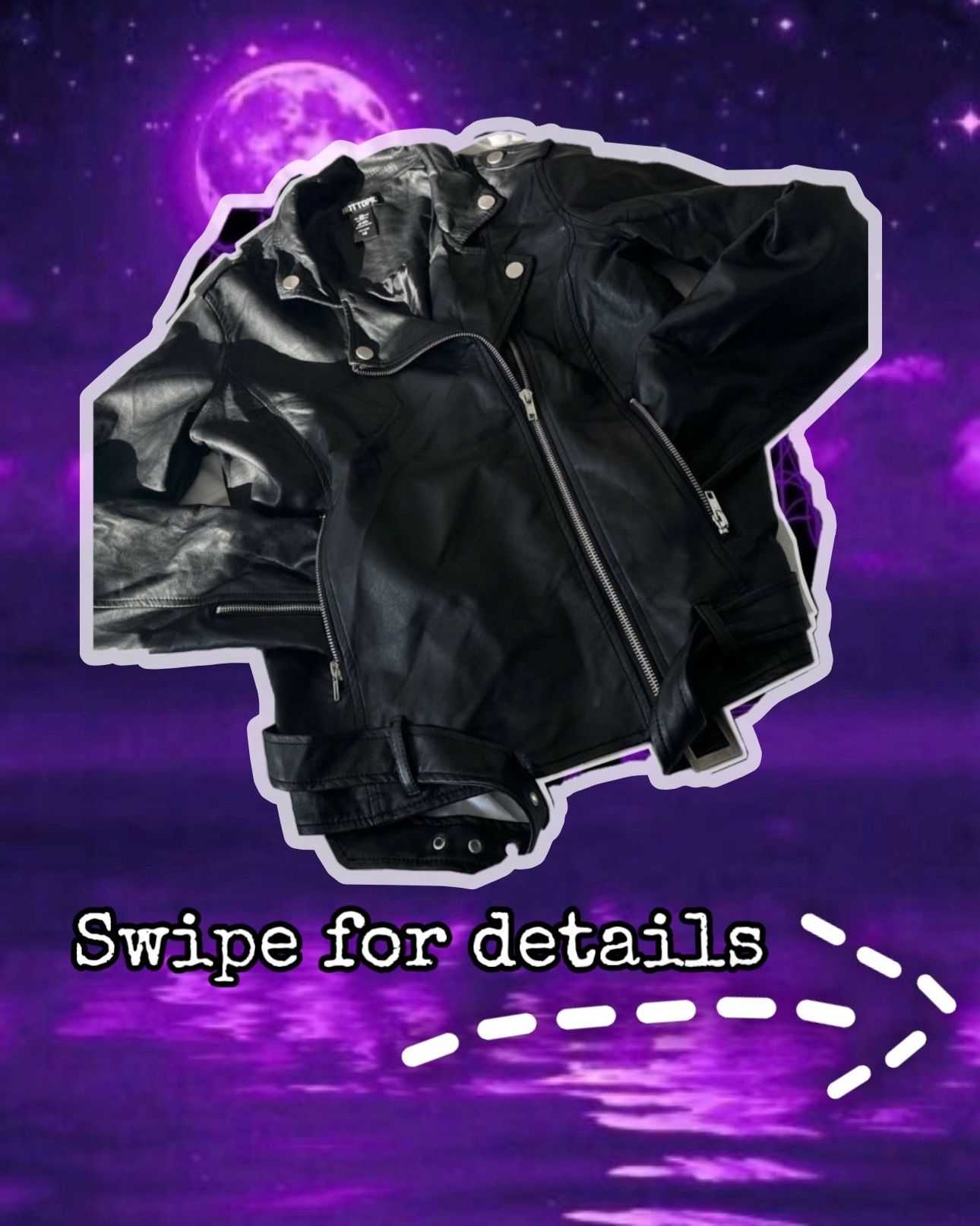 Black Leather Jacket With Print