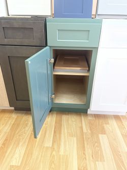 Green Shaker Cabinets, Solid Wood
