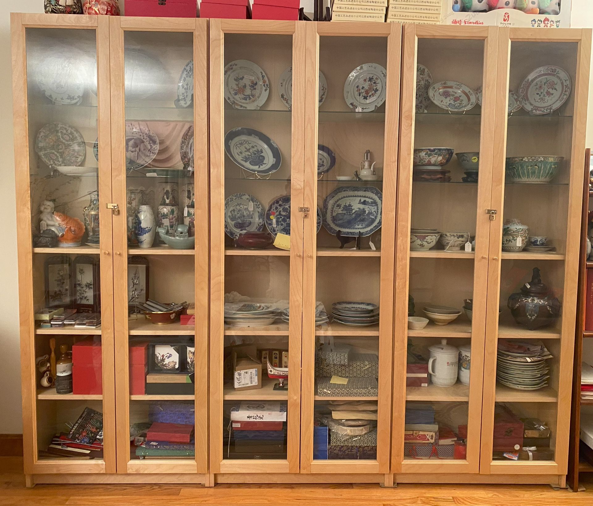 Three IKEA Display Cabinets With Glass Doors, Very New