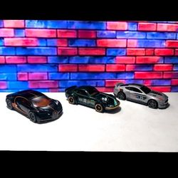 Hot Wheels 2026 Series, Mystery Models: #1 Bugatti, #2 Nissan, #3 Shelby (loose)