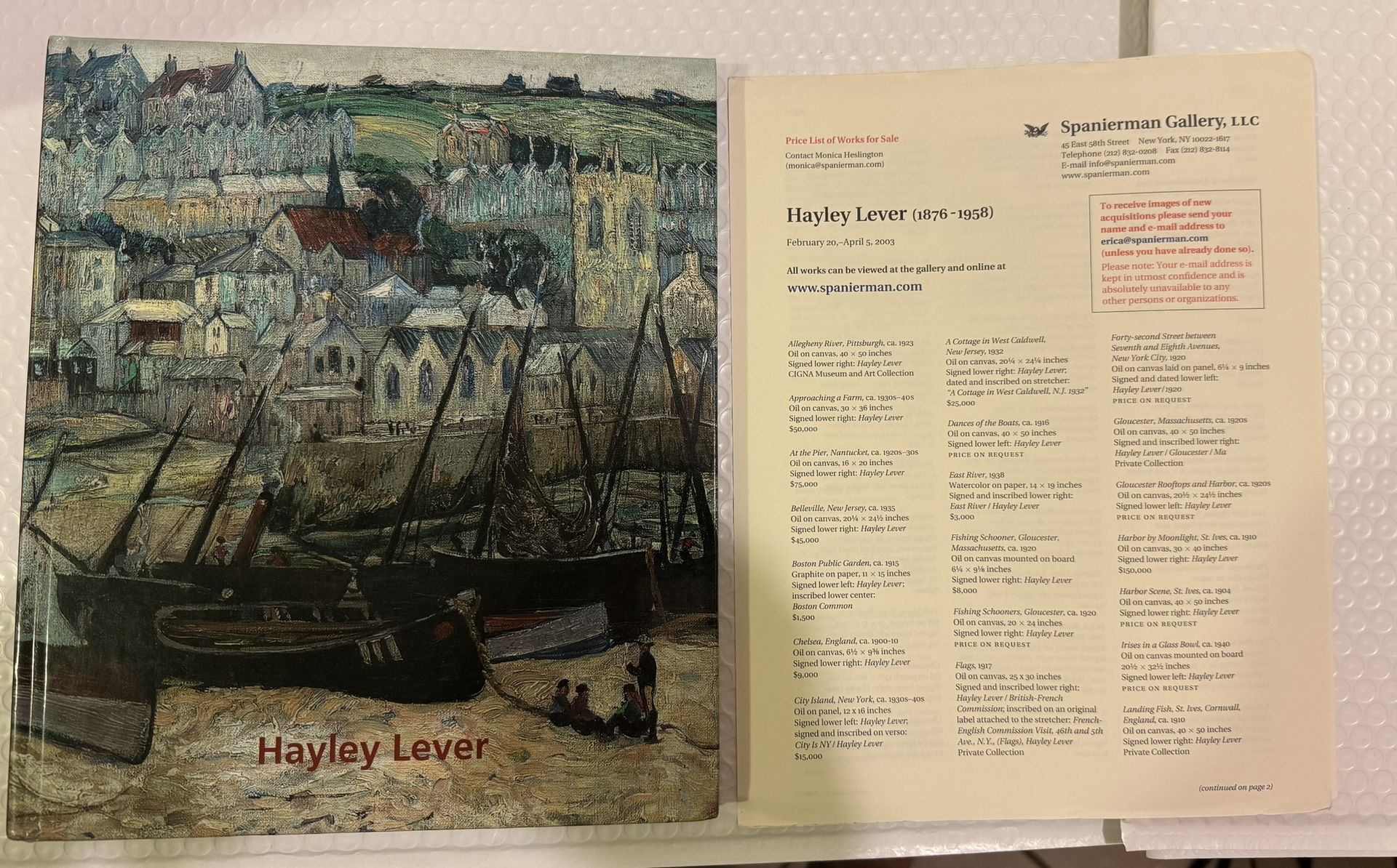 Lowrey, Carol. Hayley Lever (1(contact info removed)). With price list.  2003. Illustrated in,