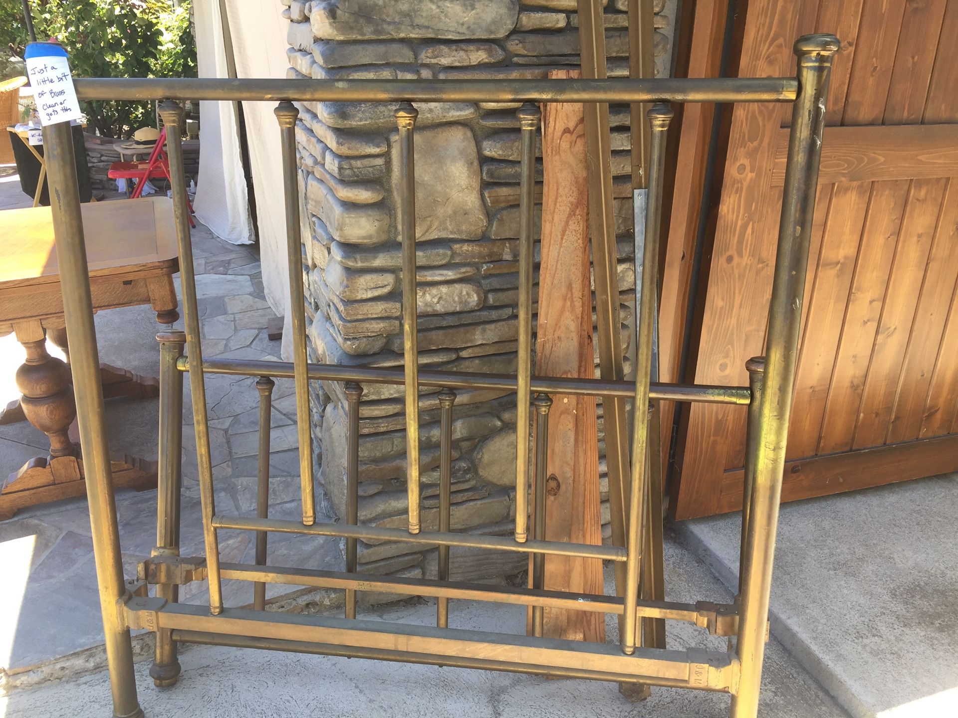 Vintage Antique Brass Bed With Original Frame And Rails French Country J&M, Full / Double Sturdy