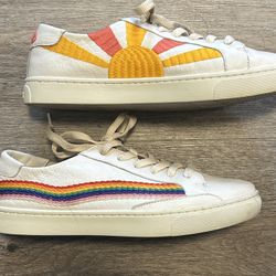 Soludos Ibiza Womens  8.5 Rainbow Leather Sneakers