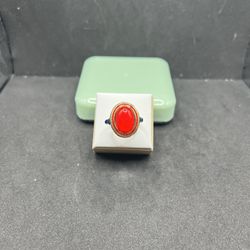 Red Crystal Gold Ring - Size 8.25