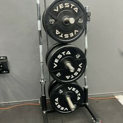 NEW Bumper Plates, Rubber Olympic Weights, Home Gym Weight Set, Folding Squat Rack, Adjustable FID Bench Press, Stall Mats, Rubber Flooring 
