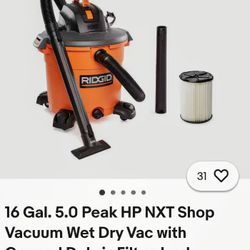 RIDGID PRO VACUUM CLEANER PRO  . Shop Or Home. 16 GALLON. Open BOX.