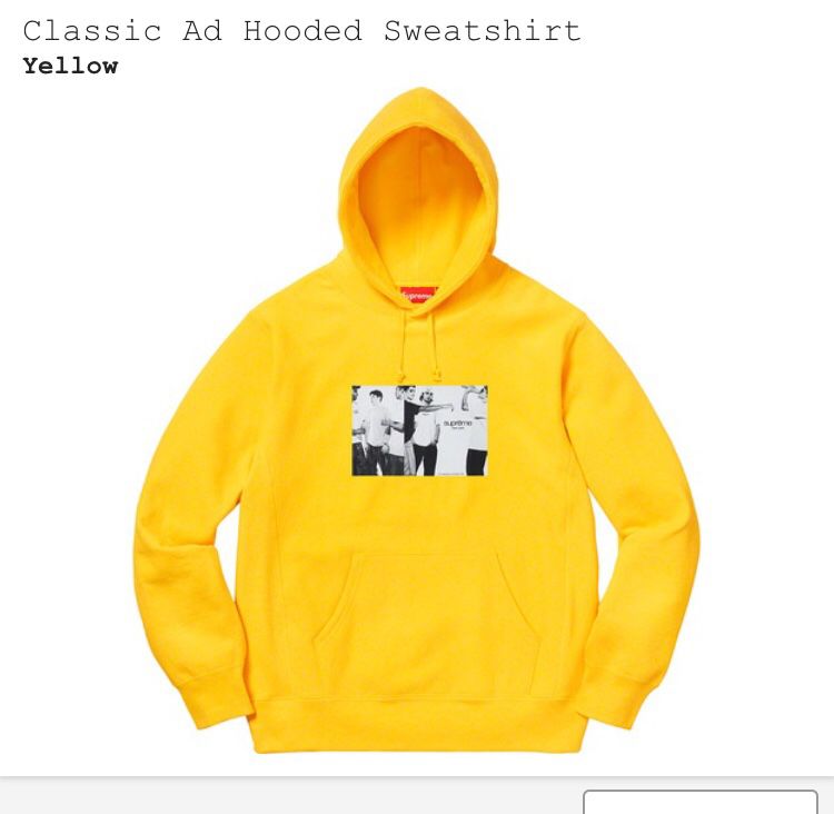 Supreme Classic Ad Hooded Sweatshirt Hoodie Small Yellow