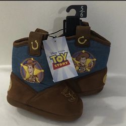 Toy Story bootie slippers toddler cowboy cozy  brown. Size 5/6