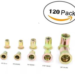 Ohaha 120pcs Mixed Zinc Plated Carbon Steel Rivet Nut Threaded Rivnut Insert Nut