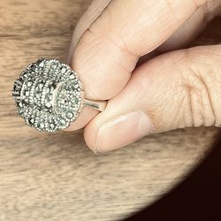 Italian sterling silver marcasite Modernist ring Size 4.5 (15.2mm) NEW REDUCED PRICE !!! 