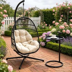 Set of 2 Swing Chair with stand and 14in metal C side table