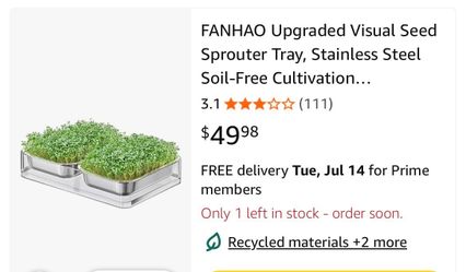 FANHAO Upgraded Visual Seed Sprouter Tray Stainless Steel SoilFree Cultivation Germination Tray