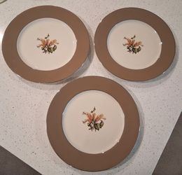 3 Flintridge China Dinner Plates 