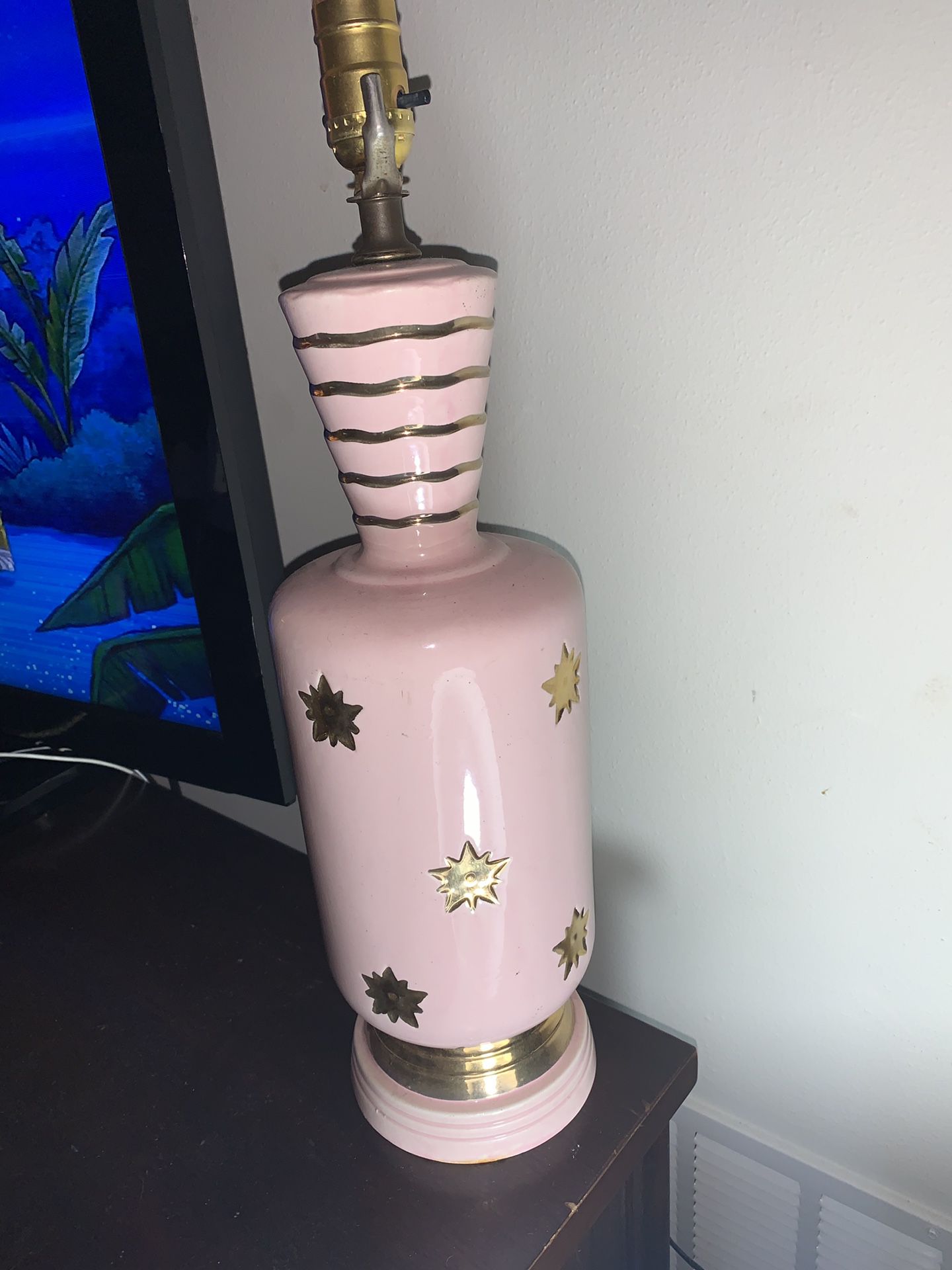 Mid century modern pink starbursts lamp