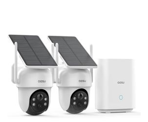 aosu Security Cameras Outdoor Wireless, 2 Cam-Kit, No Subscription Required, Solar-Powered, Home Security Cameras System with 360° Pan & Tilt, Auto Tr