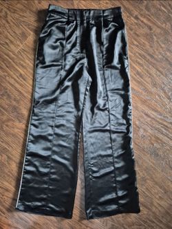 JASON WU Satin High-rise, Wide-leg Pants Rhinestone Side Piping/stripe Size 6