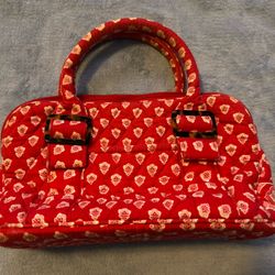 Retired Red Bandana Vera Bradley Bag With Tortoise Shell Buckles